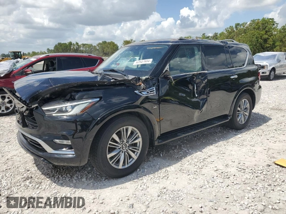 2020 Infiniti QX80 LUXE with VIN JN8AZ2NF6L9704744, listed as a Copart auction lot 63547604 with 89,702 mi miles and Salvage Title. Bid and sale history available at carsss.com. Image 1.