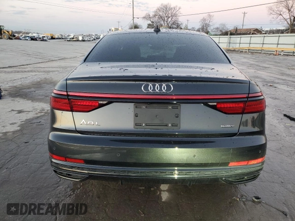 2020 Audi A8 L with VIN WAU8EAF82LN004241, listed as a Copart auction lot 86250664 with 0 mi miles and Salvage Title. Bid and sale history available at carsss.com. Image 6.