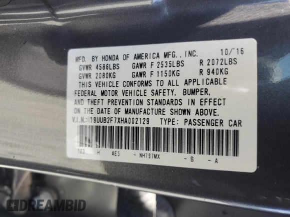 2017 Acura TLX V6 w/Advance Pkg with VIN 19UUB2F7XHA002129, listed as a Copart auction lot 54933184 with 111,963 mi miles and Salvage title. Bid and sale history available at DreamBid. Image 12.