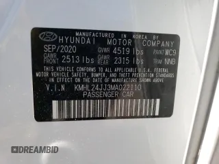 2021 Hyundai Sonata Hybrid Blue with VIN KMHL24JJ3MA022110, listed as a Copart auction lot 55993273 with 21,887 mi miles. Bid and sale history available at carsss.com. Image 13.