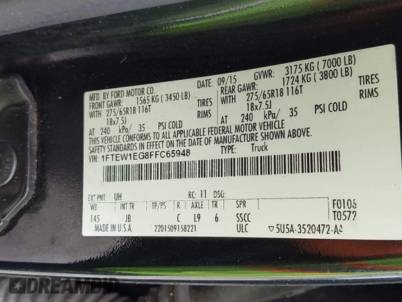 2015 Ford F-150 XLT с VIN 1FTEW1EG8FFC65948, выставлен на аукционе IAAI как лот 42591624 с пробегом 162 027 миль миль и . История ставок и продаж доступна на DreamBid. Изображение 9.