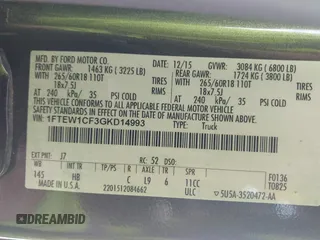 2016 Ford F-150 XL с VIN 1FTEW1CF3GKD14993, выставлен на аукционе IAAI как лот 42259528 с пробегом 88 582 миль миль и . История ставок и продаж доступна на DreamBid. Изображение 9.