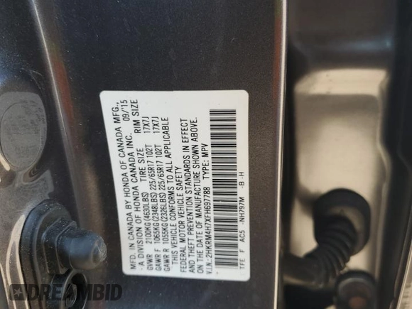 2015 Honda CR-V EX-L with VIN 2HKRM4H7XFH697788, listed as a Copart auction lot 46045635 with 106,072 mi miles and Salvage Title. Bid and sale history available at DreamBid. Image 15.