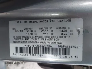 2010 Mazda 3 i Sport with VIN JM1BL1SF2A1329706, listed as a IAAI auction lot 42045704 with 166,874 mi miles and . Bid and sale history available at DreamBid. Image 9.