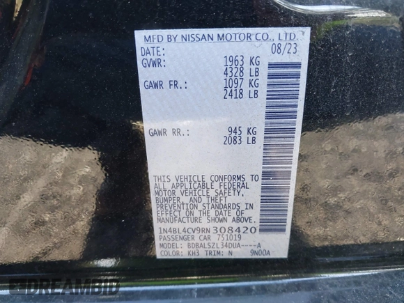 2024 Nissan Altima SR z VIN 1N4BL4CV9RN308420, wystawiony jako IAAI lot #41904348 z przebiegiem 11 473 mil mil oraz . Historia ofert i sprzedaży dostępna na DreamBid. Obrazek 9.