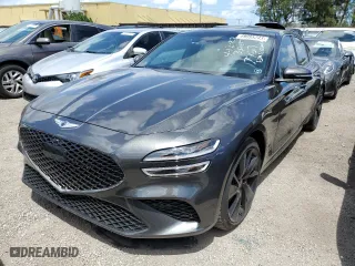2023 Genesis G70 3.3T with VIN KMTG54TEXPU117927, listed as a Copart auction lot 49095243 with 0 mi miles. Bid and sale history available at carsss.com. Image 1.