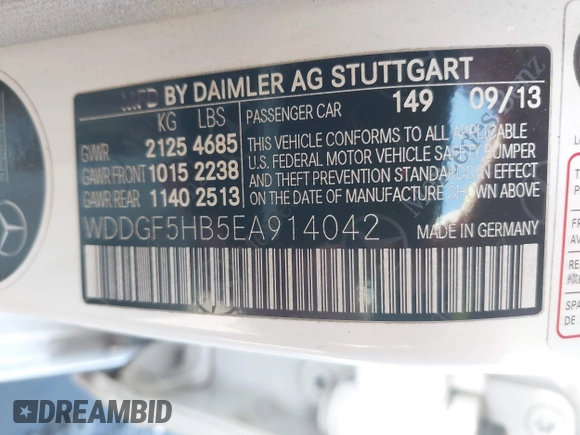 2014 Mercedes-Benz C 350 Sport with VIN WDDGF5HB5EA914042, listed as a IAAI auction lot 41322839 with 53,821 mi miles and . Bid and sale history available at DreamBid. Image 9.