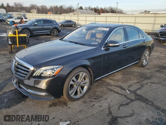 2018 Mercedes-Benz S 560 with VIN WDDUG8GB4JA387477, listed as a Copart auction lot 86575774 with 53,624 mi miles and Salvage Title. Bid and sale history available at carsss.com. Image 1.