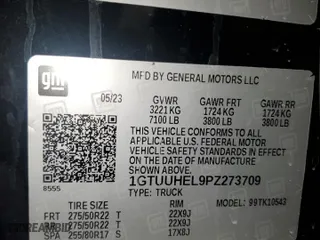 2023 GMC Sierra 1500 Denali Ultimate with VIN 1GTUUHEL9PZ273709, listed as a Copart auction lot 51457605 with 24,147 mi miles and Salvage Title. Bid and sale history available at carsss.com. Image 12.