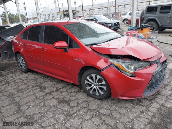 2020 Toyota Corolla Hybrid LE with VIN JTDEBRBE5LJ006033, listed as a IAAI auction lot 41778437 with 137,607 mi miles. Bid and sale history available at carsss.com. Image 1.