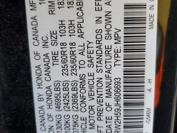 2018 Honda CR-V EX with VIN 2HKRW2H59JH606693, listed as a Copart auction lot 86494764 with 90,333 mi miles and Non Repairable. Bid and sale history available at carsss.com. Image 14.