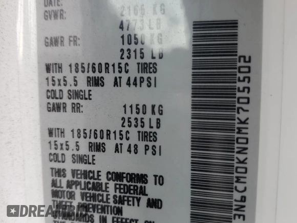 2021 Nissan NV200 Compact Cargo SV with VIN 3N6CM0KN0MK705502, listed as a Copart auction lot 44708245 with 99,517 mi miles and Salvage Title. Bid and sale history available at carsss.com. Image 13.