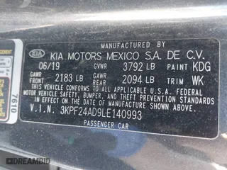 2020 Kia Forte LXS with VIN 3KPF24AD9LE140993, listed as a IAAI auction lot 41694371 with 137,491 mi miles. Bid and sale history available at carsss.com. Image 9.