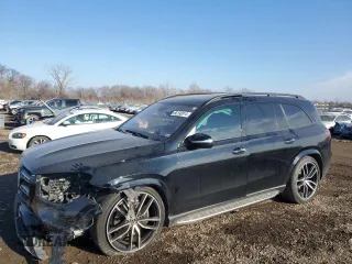 2021 Mercedes-Benz GLS with VIN 4JGFF8GE1MA424792, listed as a Copart auction lot 86193914 with 60,732 mi miles and Salvage Title. Bid and sale history available at carsss.com. Image 1.