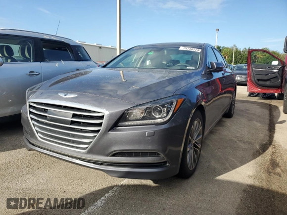 2015 Hyundai Genesis 3.8L with VIN KMHGN4JE7FU022415, listed as a Copart auction lot 74740224 with 0 mi miles and Salvage Title. Bid and sale history available at carsss.com. Image 1.