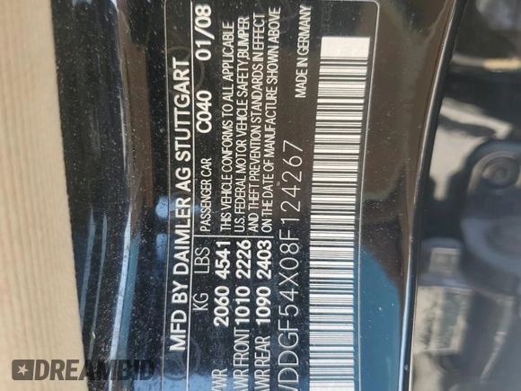 2008 Mercedes-Benz C 300 Sport with VIN WDDGF54X08F124267, listed as a Copart auction lot 57830955 with 167,012 mi miles and Salvage title. Bid and sale history available at DreamBid. Image 12.