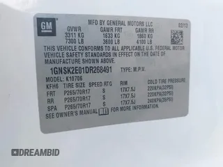 2013 Chevrolet Tahoe Commercial z VIN 1GNSK2E01DR268491, wystawiony jako IAAI lot #40302113 z przebiegiem 183 889 mil mil oraz . Historia ofert i sprzedaży dostępna na DreamBid. Obrazek 9.