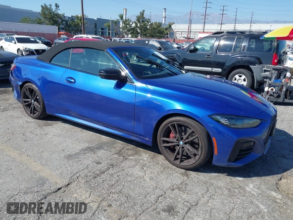 2024 BMW 4 Series M440i with VIN WBA53AT0XRCP24298, listed as a IAAI auction lot 41648187 with Not Provided miles and . Bid and sale history available at carsss.com. Image 1.