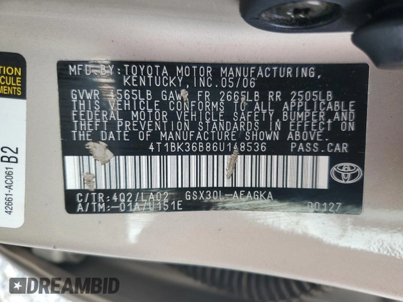 2006 Toyota Avalon XL with VIN 4T1BK36B86U148536, listed as a Copart auction lot 51120755 with 77,420 mi miles and Clean Title. Bid and sale history available at carsss.com. Image 12.