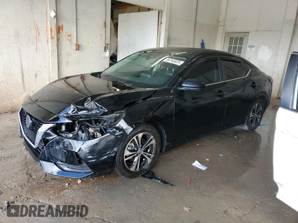 2021 Nissan Sentra SV with VIN 3N1AB8CV4MY255060, listed as a Copart auction lot 56743025 with 77,570 mi miles and Salvage title. Bid and sale history available at DreamBid. Image 1.