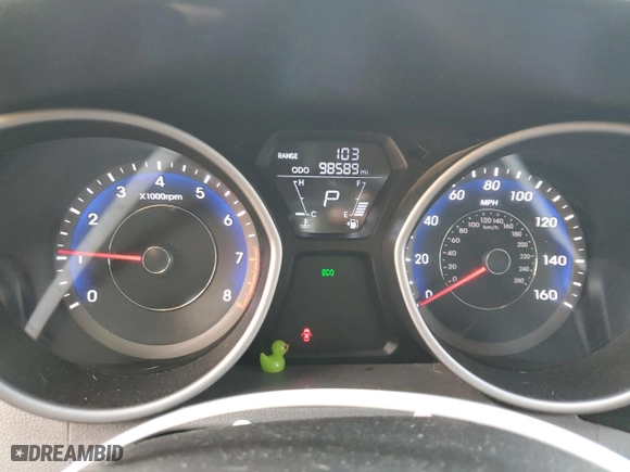 2013 Hyundai Elantra Coupe GS PZEV with VIN KMHDH6AE2DU020008, listed as a Copart auction lot 81831553 with 98,589 mi miles and Salvage Title. Bid and sale history available at carsss.com. Image 9.