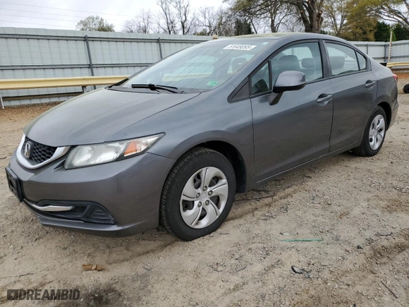 2013 Honda Civic Sdn LX with VIN 19XFB2F55DE243092, listed as a Copart auction lot 51649095 with 64,888 mi miles and Salvage Title. Bid and sale history available at carsss.com. Image 1.