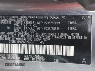 2015 Lexus RX 350 with VIN 2T2BK1BA6FC322487, listed as a IAAI auction lot 42098072 with 94,994 mi miles and . Bid and sale history available at DreamBid. Image 9.