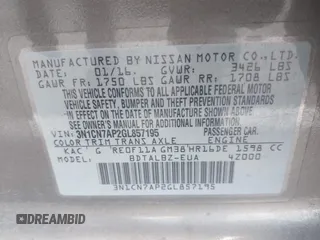 2016 Nissan Versa S with VIN 3N1CN7AP2GL857195, listed as a IAAI auction lot 42502983 with 161,480 mi miles and . Bid and sale history available at DreamBid. Image 9.