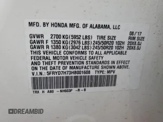 2017 Acura MDX Sport Hybrid w/Advance Pkg with VIN 5FRYD7H73HB001608, listed as a Copart auction lot 79456764 with 120,589 mi miles and Salvage Title. Bid and sale history available at carsss.com. Image 13.