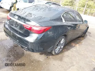 2020 Infiniti Q50 Red Sport 400 with VIN JN1FV7AR3LM660552, listed as a IAAI auction lot 41477949 with 53,392 mi miles and . Bid and sale history available at carsss.com. Image 4.