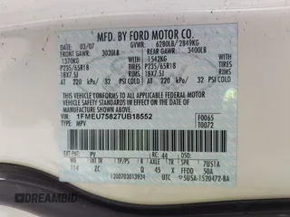 2007 Ford Explorer Limited с VIN 1FMEU75827UB18552, выставлен на аукционе IAAI как лот 41854992 с пробегом 61 979 миль миль и . История ставок и продаж доступна на DreamBid. Изображение 9.