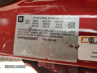 2014 Buick Verano with VIN 1G4PP5SK5E4230957, listed as a Copart auction lot 56590805 with 110,102 mi miles and Non repairable. Bid and sale history available at DreamBid. Image 12.