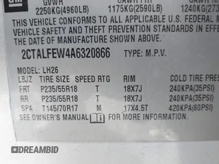 2010 GMC Terrain SLT-1 with VIN 2CTALFEW4A6320866, listed as a IAAI auction lot 42183161 with 159,297 mi miles and . Bid and sale history available at carsss.com. Image 9.