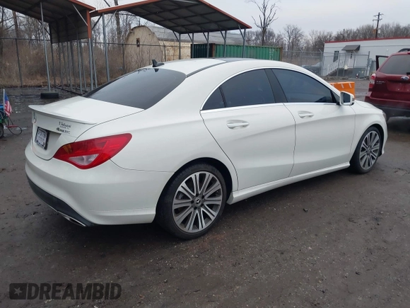 2018 Mercedes-Benz CLA 250 with VIN WDDSJ4GB9JN595199, listed as a IAAI auction lot 41532648 with 58,581 mi miles and . Bid and sale history available at DreamBid. Image 4.