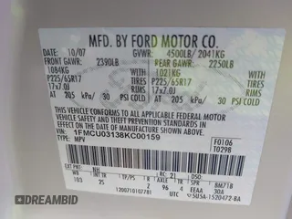 2008 Ford Escape XLT с VIN 1FMCU03138KC00159, выставлен на аукционе IAAI как лот 42398854 с пробегом 167 726 миль миль и . История ставок и продаж доступна на DreamBid. Изображение 9.