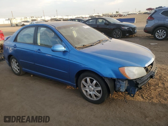 2006 Kia Spectra EX with VIN KNAFE121965262406, listed as a Copart auction lot 74614214 with 181,029 mi miles and Salvage Title. Bid and sale history available at carsss.com. Image 4.
