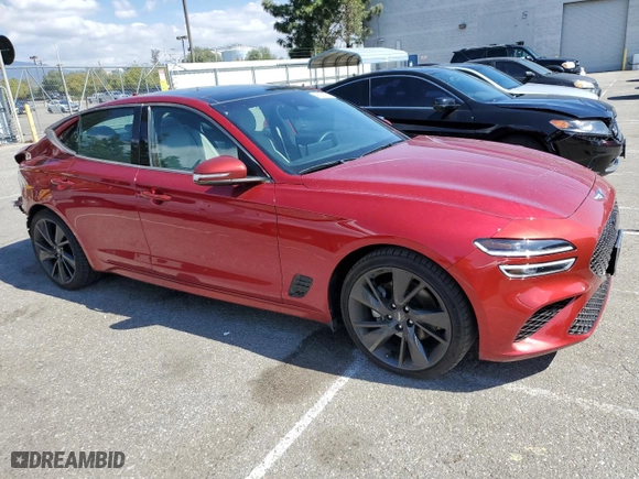 2023 Genesis G70 2.0T with VIN KMTG34TA8PU120814, listed as a Copart auction lot 46258265 with 20,322 mi miles and Salvage Title. Bid and sale history available at carsss.com. Image 4.