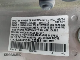 2004 Honda Element EX with VIN 5J6YH28514L023888, listed as a IAAI auction lot 41910521 with 150,170 mi miles and . Bid and sale history available at DreamBid. Image 9.