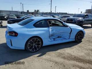 2025 BMW M2 with VIN 3MF23DM06S8E94517, listed as a Copart auction lot 52457585 with 2,748 mi miles and Salvage Title. Bid and sale history available at carsss.com. Image 3.