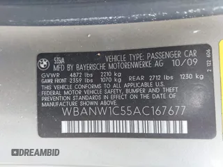 2010 BMW 5 Series 535i with VIN WBANW1C55AC167677, listed as a IAAI auction lot 41950148 with 134,499 mi miles and . Bid and sale history available at carsss.com. Image 9.