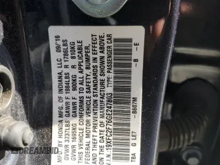 2016 Honda Civic EX with VIN 19XFC2F76GE247803, listed as a Copart auction lot 55691015 with 82,120 mi miles and Salvage Title. Bid and sale history available at DreamBid. Image 13.