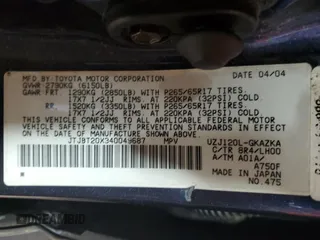 2004 Lexus GX with VIN JTJBT20X340049687, listed as a Copart auction lot 53405925 with 201,607 mi miles and Clean Title. Bid and sale history available at carsss.com. Image 13.