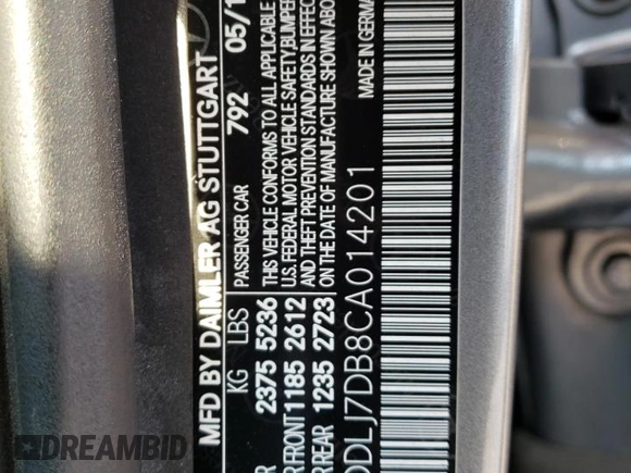 2012 Mercedes-Benz CLS-Class CLS 550 with VIN WDDLJ7DB8CA014201, listed as a Copart auction lot 66728764 with 92,854 mi miles and Salvage Title. Bid and sale history available at carsss.com. Image 12.