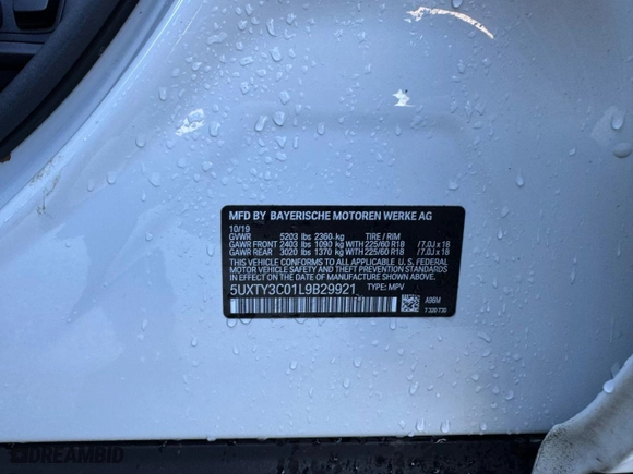 2020 BMW X3 sDrive30i with VIN 5UXTY3C01L9B29921, listed as a Copart auction lot 52831635 with 133,063 mi miles and Clean Title. Bid and sale history available at carsss.com. Image 10.