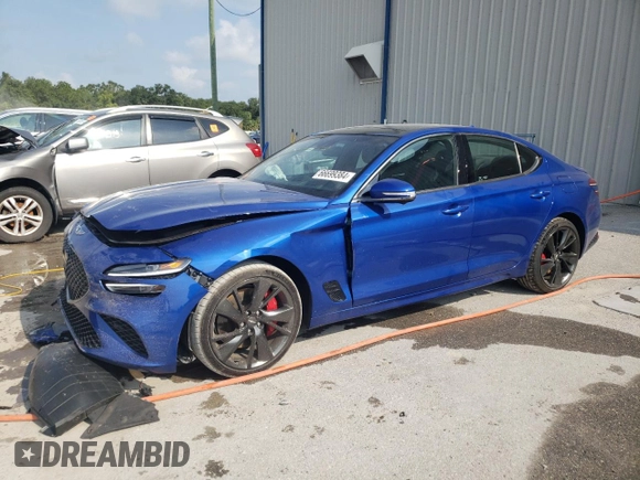2022 Genesis G70 3.3T z VIN KMTG54TE5NU097454, wystawiony jako Copart lot #66699384 z przebiegiem 29 074 mil mil oraz Szkody całkowita. Historia ofert i sprzedaży dostępna na DreamBid. Obrazek 1.