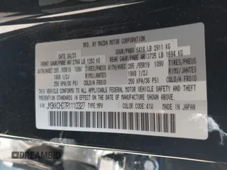 2024 Mazda CX-90 Preferred Plus with VIN JM3KKCHD7R1110327, listed as a IAAI auction lot 41711481 with 24,871 mi miles and . Bid and sale history available at DreamBid. Image 9.