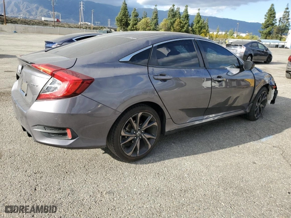 2019 Honda Civic Sedan Sport with VIN 2HGFC2F87KH502398, listed as a Copart auction lot 47649075 with 92,380 mi miles and Salvage Title. Bid and sale history available at carsss.com. Image 3.