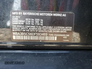 2013 BMW 3 Series 328i xDrive with VIN WBA3B5C56DF593469, listed as a Copart auction lot 62335655 with 74,953 mi miles and Clean title. Bid and sale history available at DreamBid. Image 12.