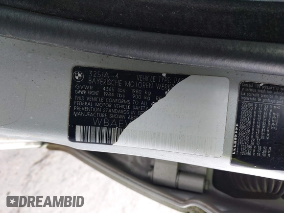 2003 BMW 3 Series 325i with VIN WBAEV33423KL83422, listed as a IAAI auction lot 41923702 with 160,043 mi miles and . Bid and sale history available at DreamBid. Image 12.