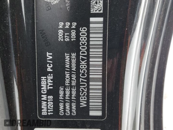 2019 BMW M2 Competition with VIN WBS2U7C58K7D03806, listed as a Copart auction lot 41759485 with 71,393 mi miles and Salvage Title. Bid and sale history available at carsss.com. Image 12.